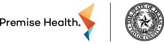 Premise Health logo next to The State of Texas Taylor County logo