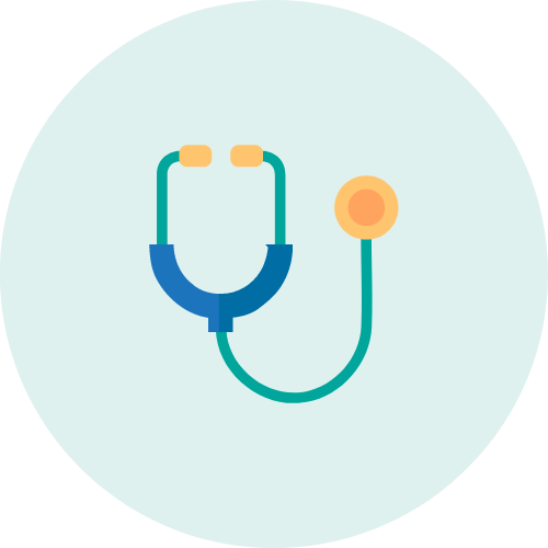 Illustrated blue, green and yellow stethoscope
